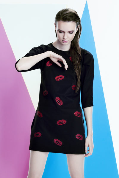 Glitter Dudak Baskılı Krep Mini Elbise - Freak Is The New Black - Online Shop - 1